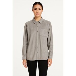 NWT Area Stars Gray Shirt Snap Front Shacket Faux Suede‎ Womens Sample